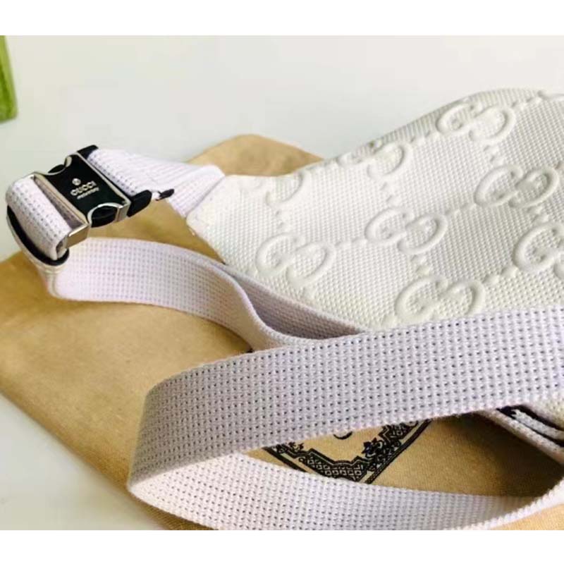 G*u*i unisex gg embossed belt bag white tonal leather