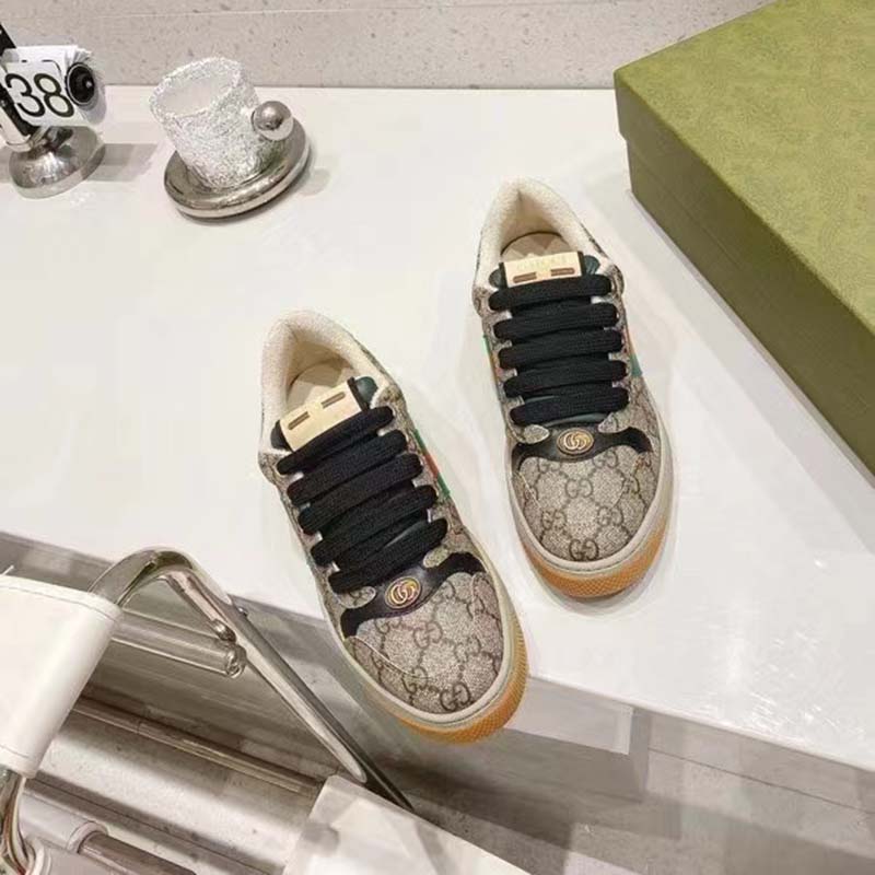 G*u*i unisex gg screener sneaker beige ebony gg supreme canvas green red web