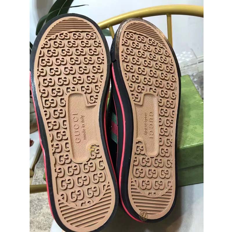 G*u*i unisex G*u*i tennis 1977 sneaker black leather green red web flat