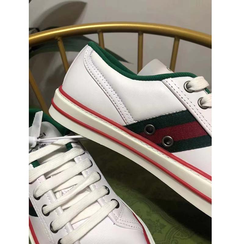 G*u*i unisex G*u*i tennis 1977 sneaker white leather green red web flat