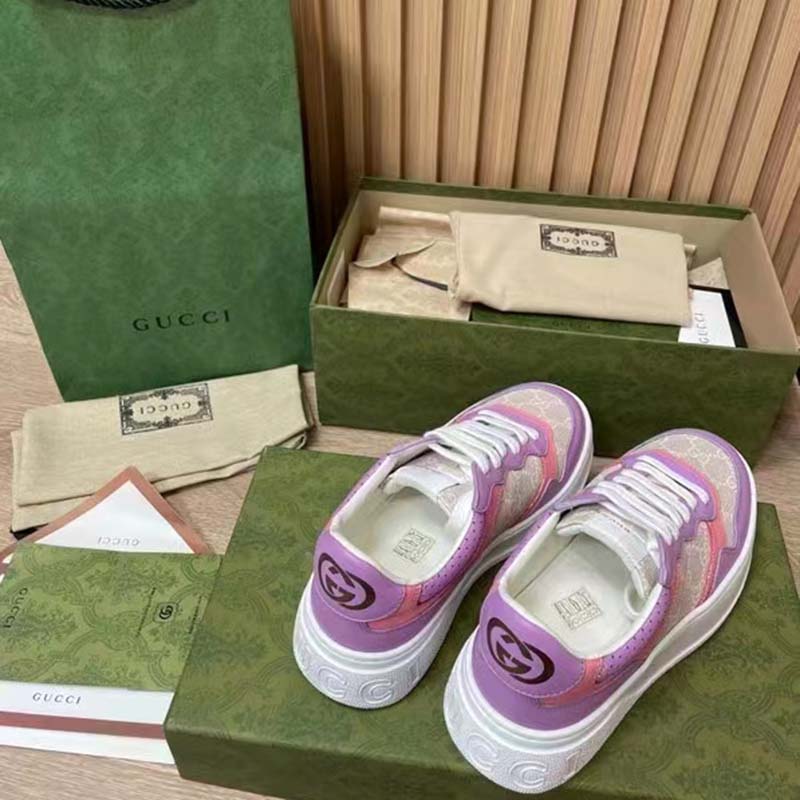 G*u*i unisex sneaker white beige gg supreme canvas printed interlocking g
