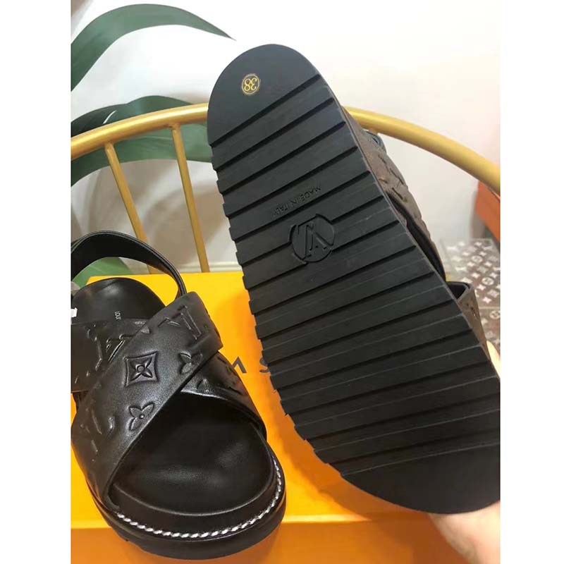 Louis Vuitton LV Unisex Black Monogram Embossed Lambskin Anatomic Insole