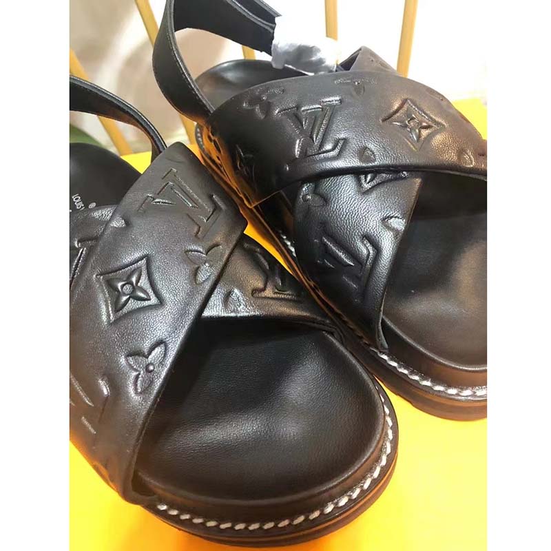 Louis Vuitton LV Unisex Black Monogram Embossed Lambskin Anatomic Insole