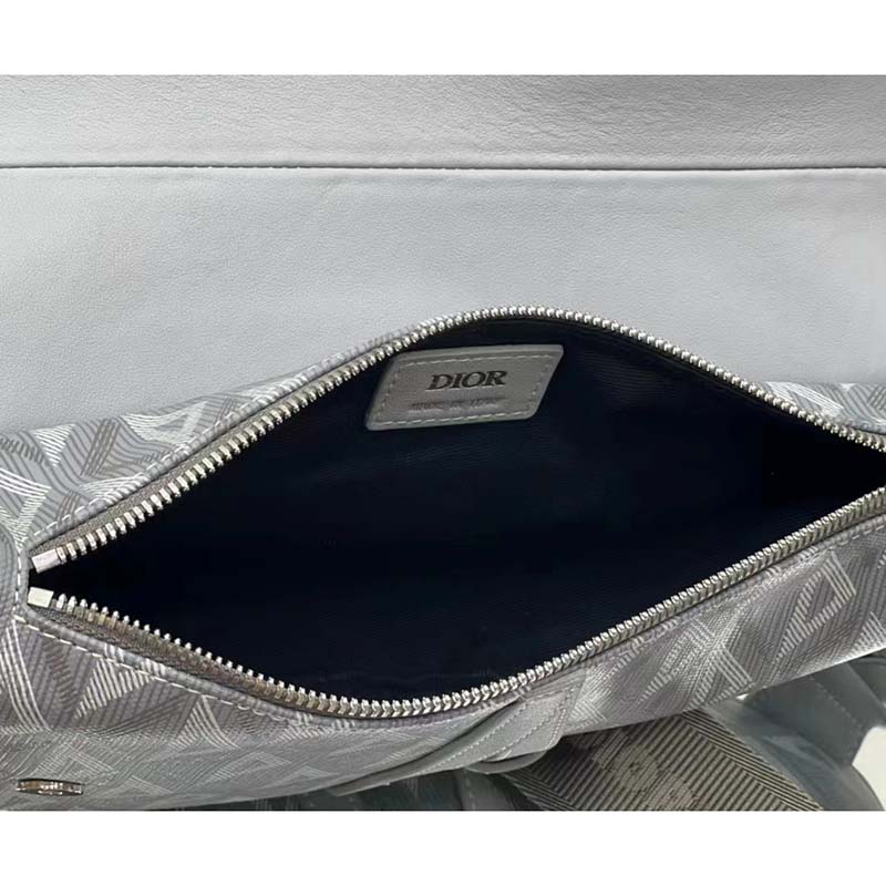 dior unisex cd saddle bag gray cd Di*m*nd canvas smooth calfskin