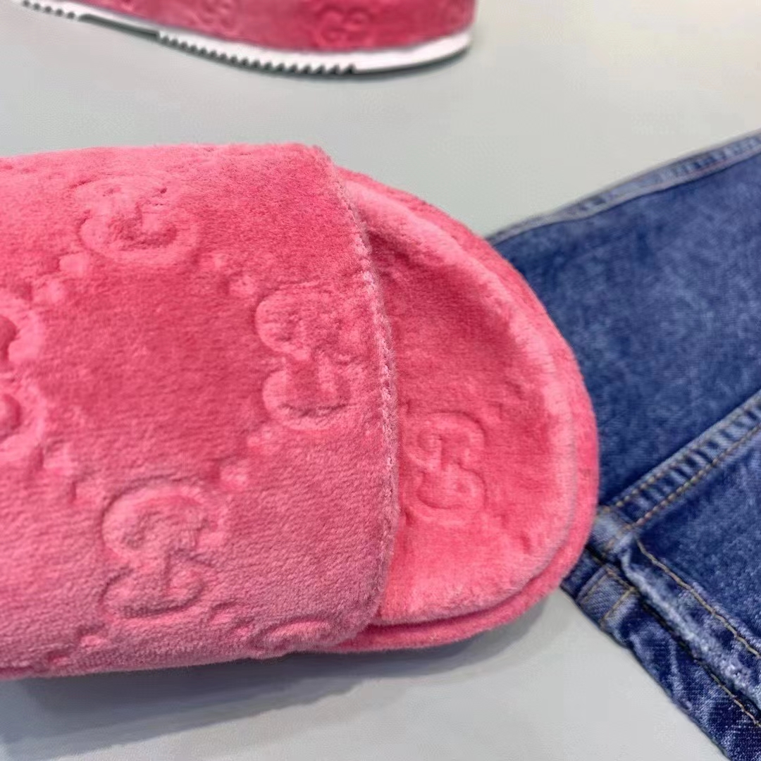 G*u*i unisex gg platform sandals pink gg cotton sponge rubber sole 3 cm heel