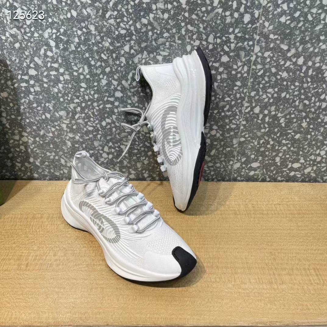 G*u*i unisex run sneaker white technical knit fabric interlocking g rubber