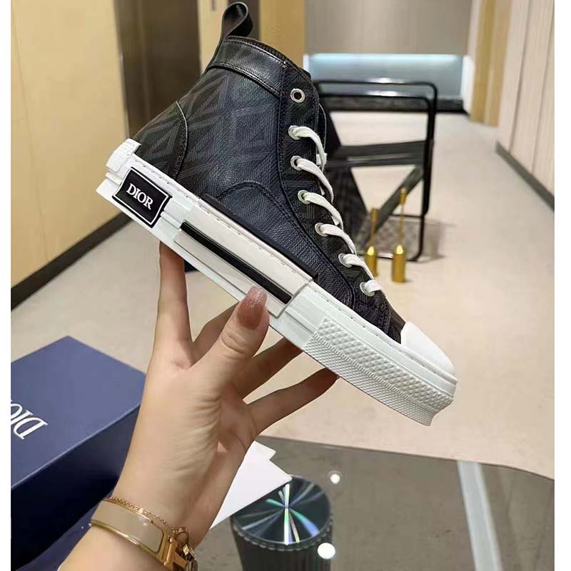 dior unisex b23 high top sneaker black cd Di*m*nd canvas