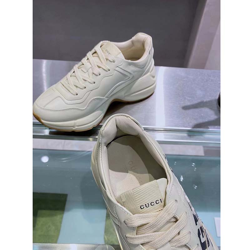 G*u*i unisex gg rhyton sneaker ’25’ ivory demetra rubber sole 5 cm heel