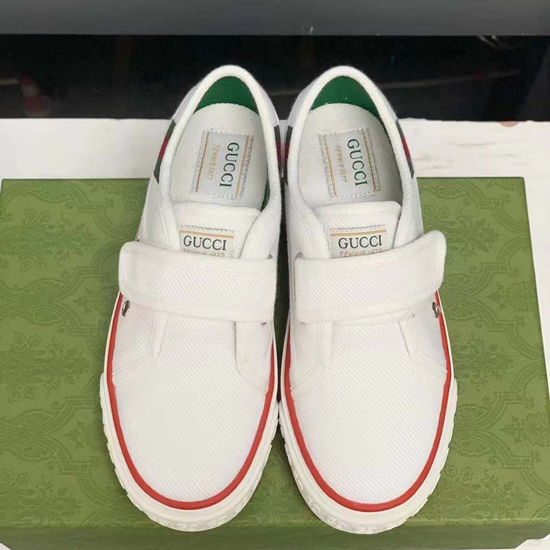 G*u*i unisex gg tennis 1977 sneaker white leather rubber sole velcro closure flat