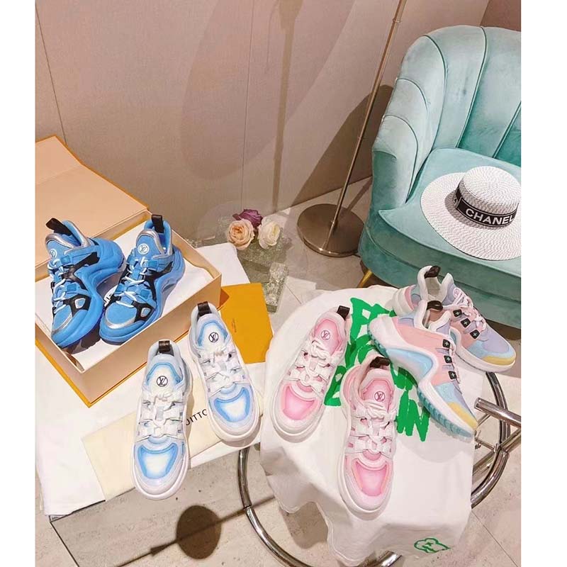 Louis Vuitton Women LV Archlight Sneaker Light Blue Printed Cotton Oversized Rubber Outsole