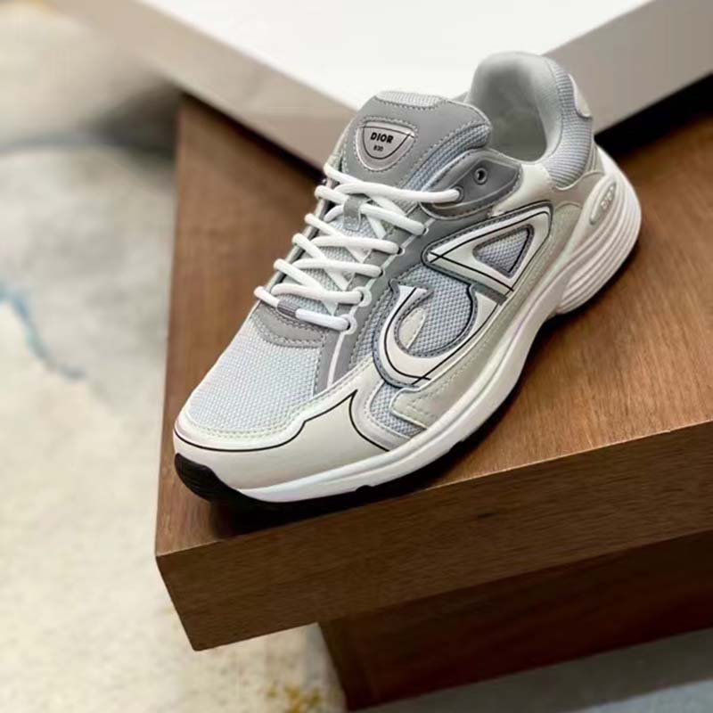 Dior Unisex Shoes CD B30 Sneaker White Mesh Technical Fabric