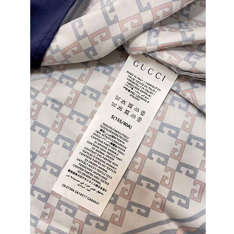 G*u*i gg women geometric g print muslin bowling shirt notch collar short sleeves