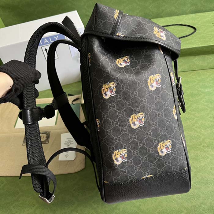 G*u*i unisex gg medium backpack tiger print black gg supreme canvas