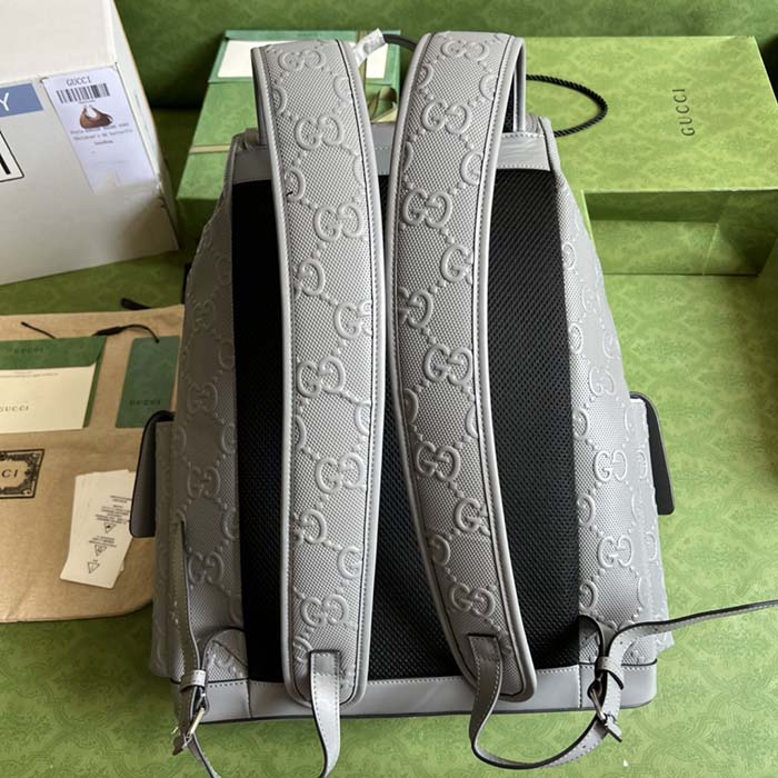 G*u*i gg unisex gg embossed backpack grey gg embossed leather