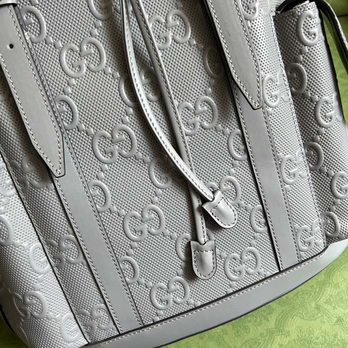 G*u*i gg unisex gg embossed backpack grey gg embossed leather
