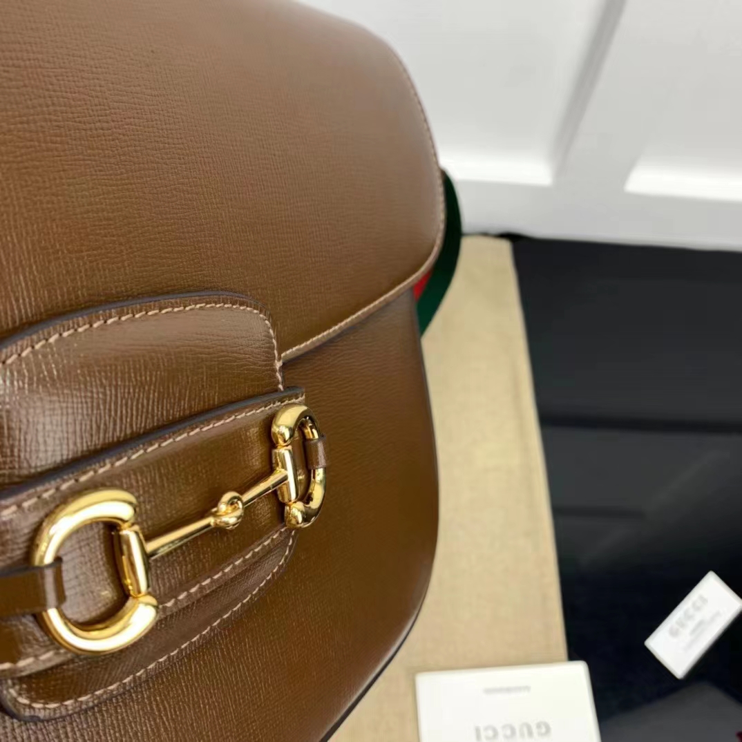 G*u*i gg unisex horsebit 1955 shoulder bag brown leather green red web