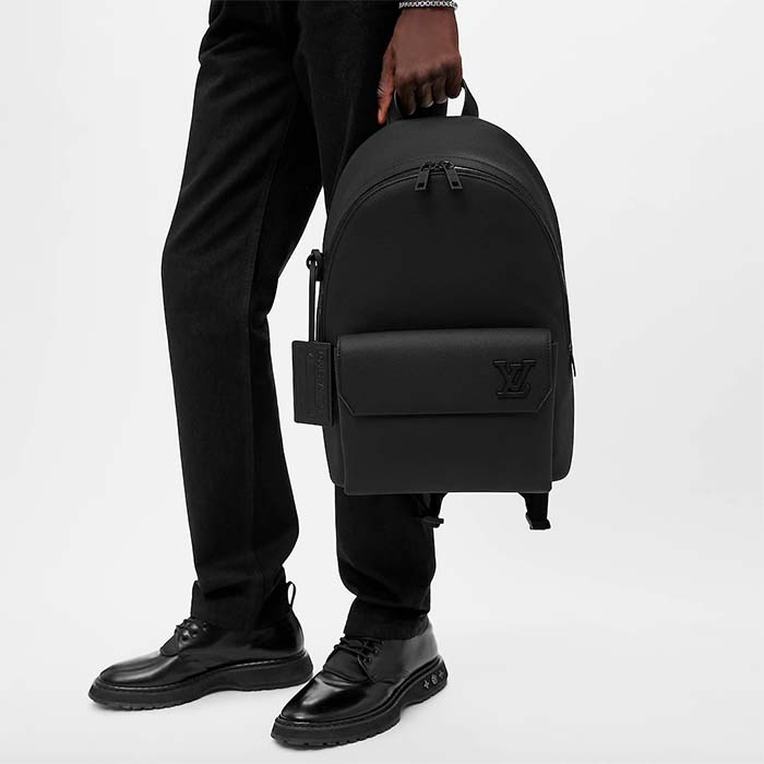Louis Vuitton LV Unisex Takeoff Backpack Black Grained Calf Leather