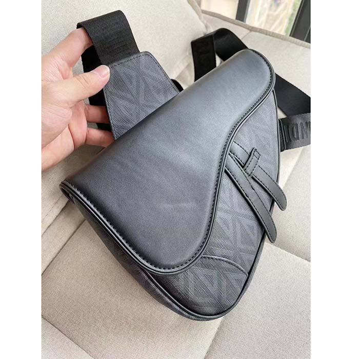 dior unisex cd saddle bag black cd Di*m*nd canvas smooth calfskin