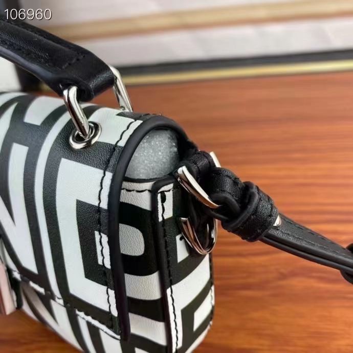 Fendi Women FF Baguette Phone Pouch Two-Tone Leather Fendi Roma Capsule Bag