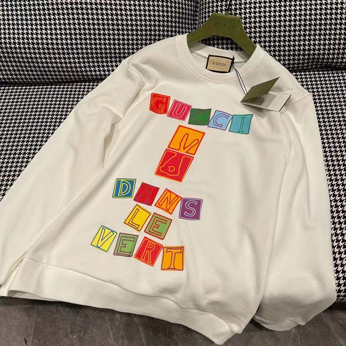 G*u*i men gg cotton jersey sweatshirt crewneck rib cotton long sleeves