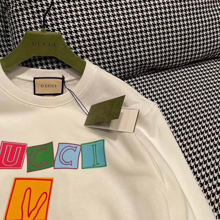 G*u*i men gg cotton jersey sweatshirt crewneck rib cotton long sleeves