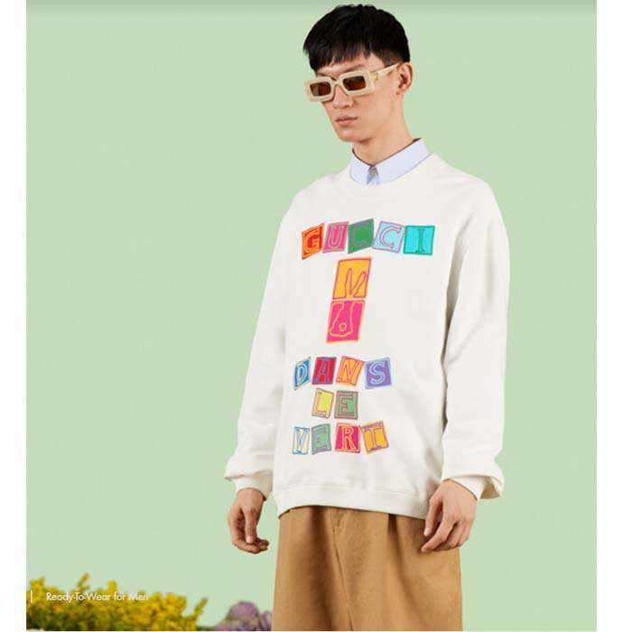 G*u*i men gg cotton jersey sweatshirt crewneck rib cotton long sleeves