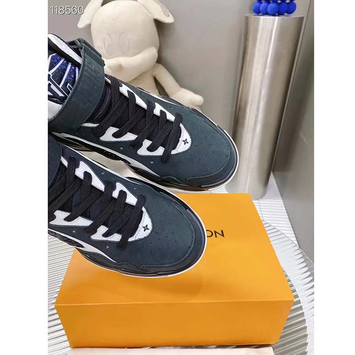 Louis Vuitton LV Unisex Trainer 2.0 Sneaker Boot Black Suede Calf Leather