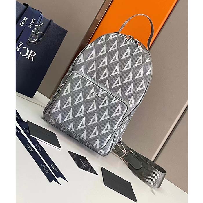 dior unisex cd mini rider sling bag dior gray cd Di*m*nd canvas