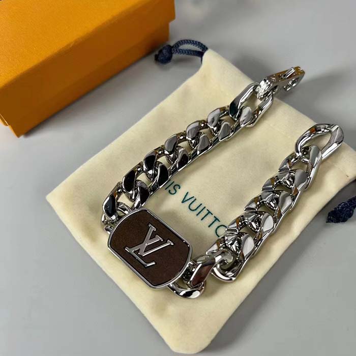 Louis Vuitton Unisex LV Shades Bracelet Brown Metal Silver-Colour Finish