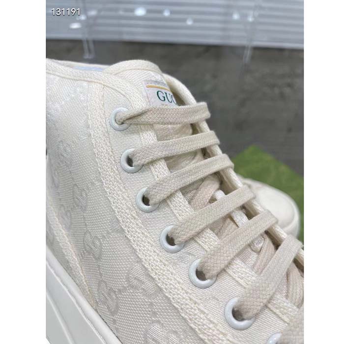 G*u*i unisex gg high top sneaker white original gg canvas flat interlocking g