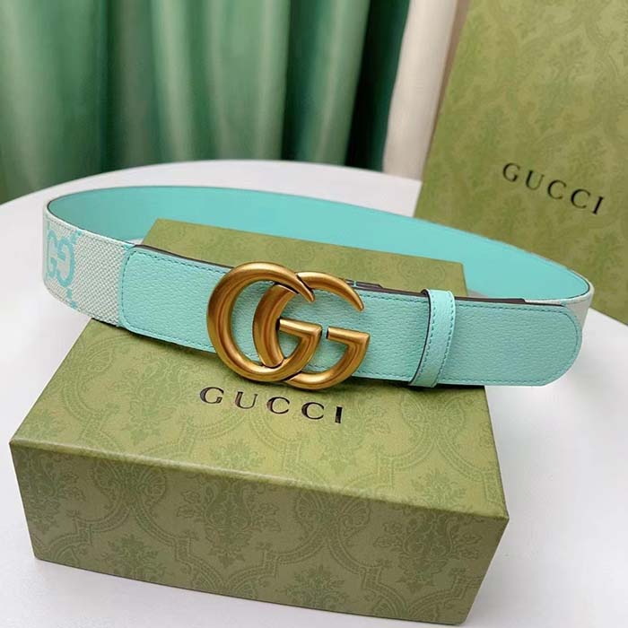 G*u*i unisex marmont jumbo gg belt beige mint canvas double g