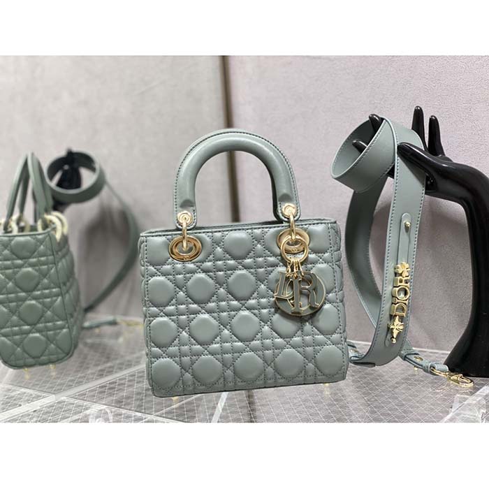 Dior Women CD Small Lady Dior My ABCDior Bag Cedar Green Cannage Lambskin