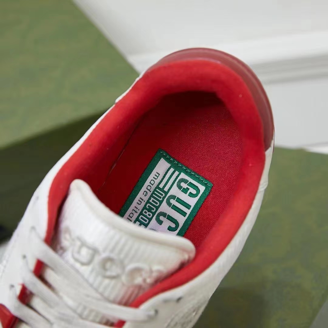 G*u*i unisex gg mac80 sneaker off white red leather round toe rubber flat