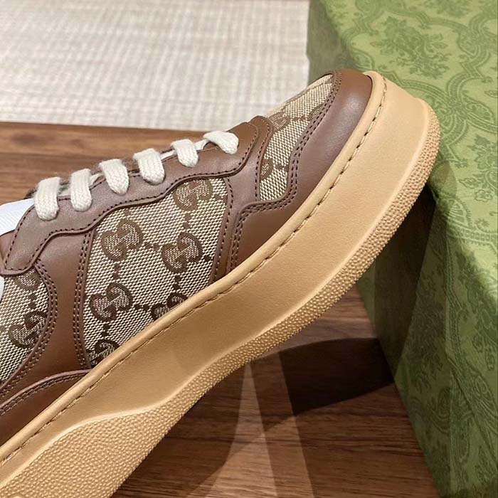 G*u*i unisex gg sneaker beige ebony orignal gg canvas lace-up closure rubber