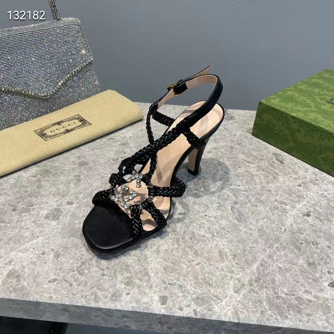 G*u*i women gg cystal interlocking g sandal high 9 cm heel