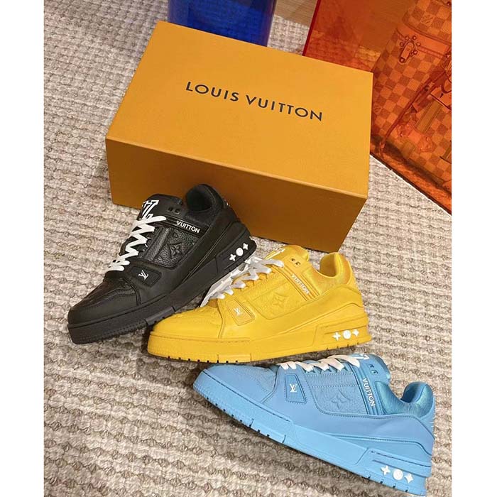 Louis Vuitton Unisex LV Trainer Sneaker Black Monogram-Embossed Grained Calf Leather