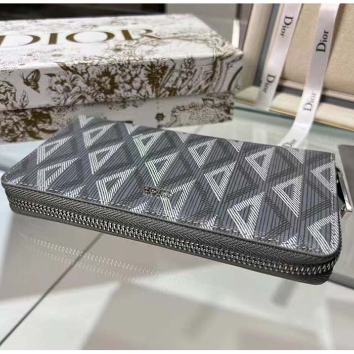 dior unisex zipped long wallet dior gray cd Di*m*nd canvas