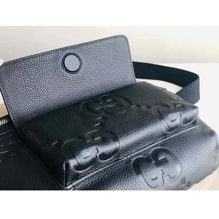 G*u*i unisex jumbo gg belt bag black leather zip closure