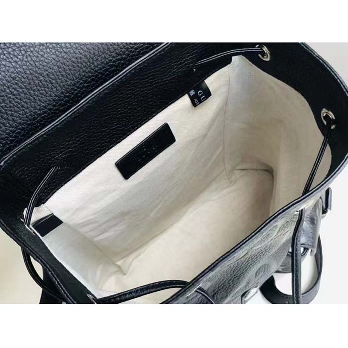 G*u*i unisex jumbo gg small backpack black leather cotton linen lining