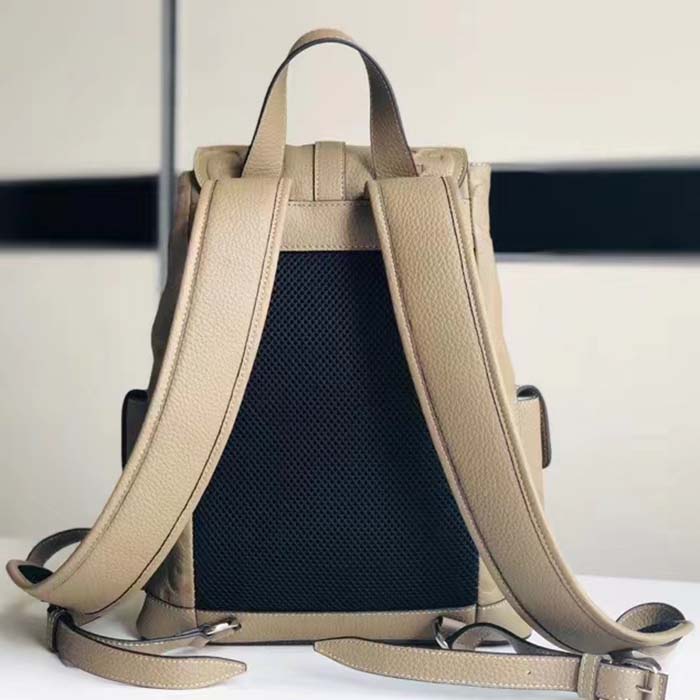G*u*i unisex jumbo gg small backpack taupe leather cotton linen lining