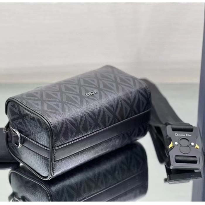 dior unisex cd lingot pouch black cd Di*m*nd canvas smooth calfskin
