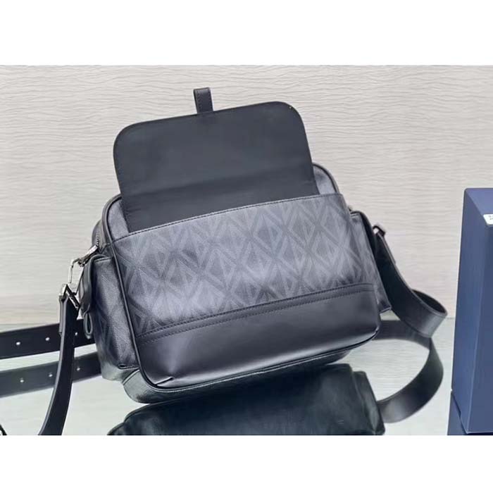 dior unisex hit the road bag messenger pouch black cd Di*m*nd canvas smooth calfskin
