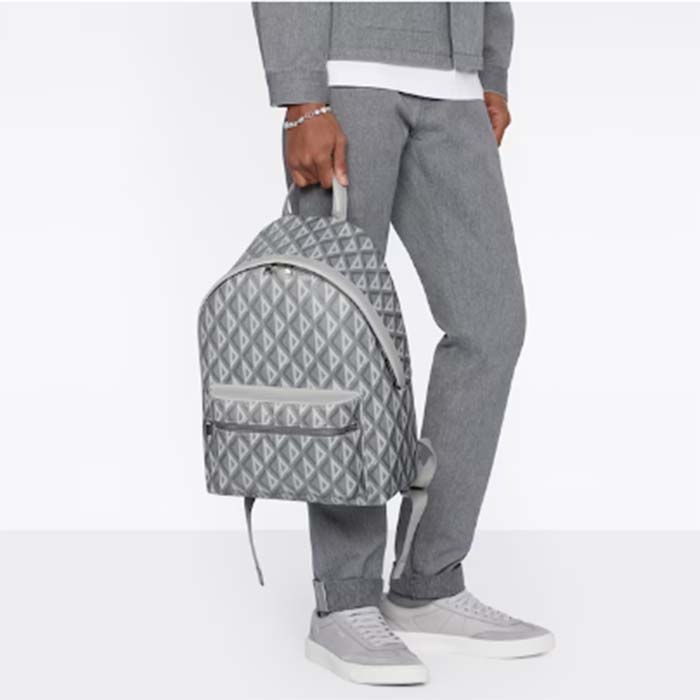dior unisex rider backpack gray cd Di*m*nd canvas smooth calfskin