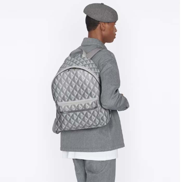 dior unisex rider backpack gray cd Di*m*nd canvas smooth calfskin