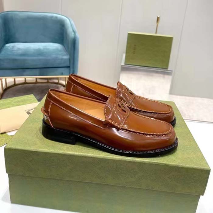 G*u*i unisex gg interlocking g cut-out loafer cuir leather flat 1.5 cm heel