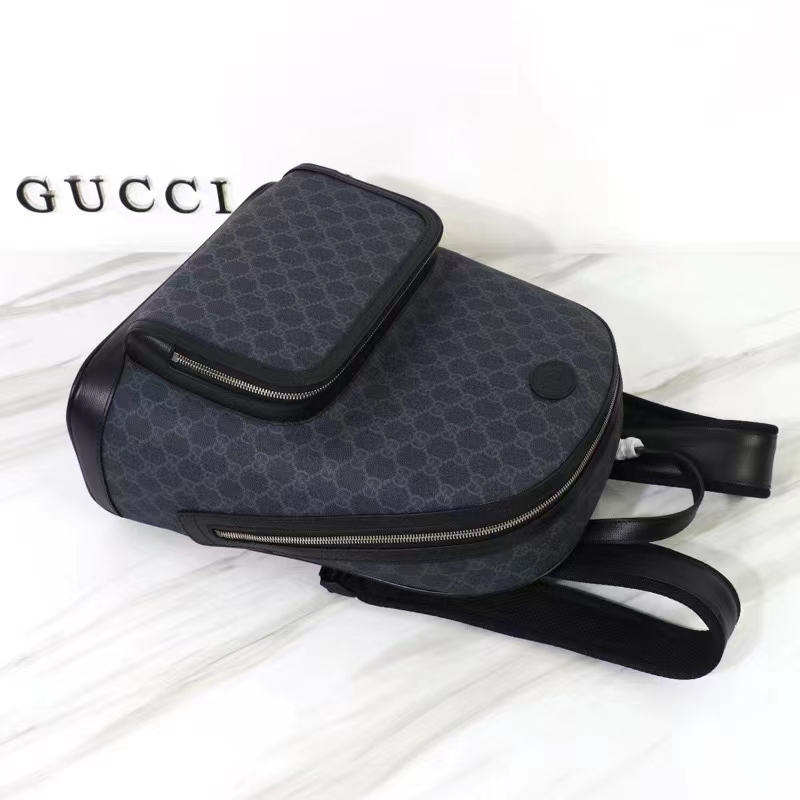 G*u*i unisex backpack interlocking g black gg supreme canvas leather top handle