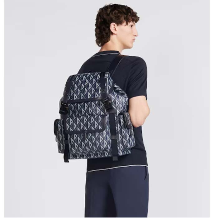 dior unisex cd hit the road backpack navy blue cd Di*m*nd canvas