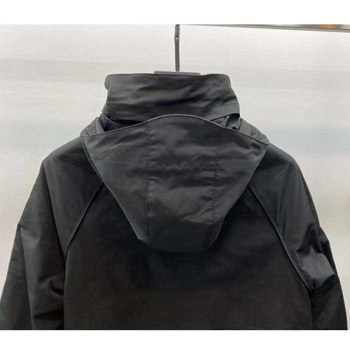 G*u*i men reversible poplin jacket black polyester piping green red beige ebony gg canvas