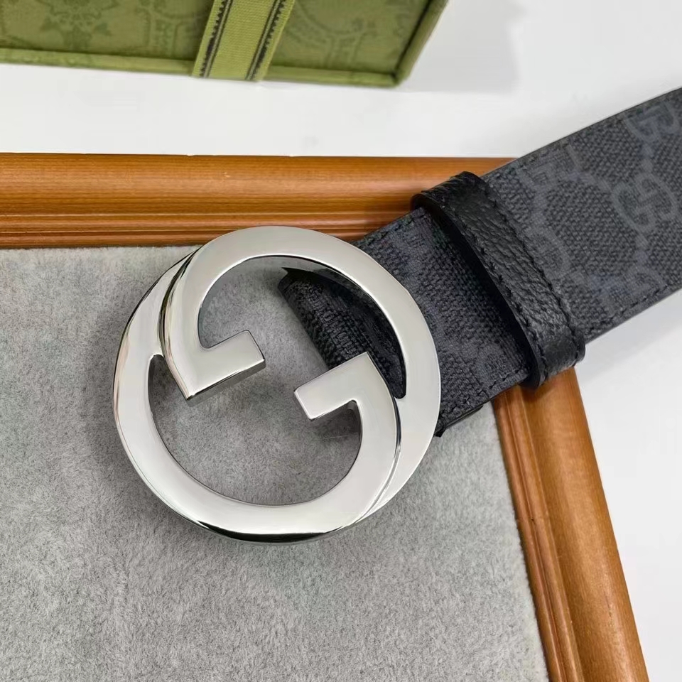 G*u*i unisex gg blondie belt round interlocking g buckle black gg supreme canvas