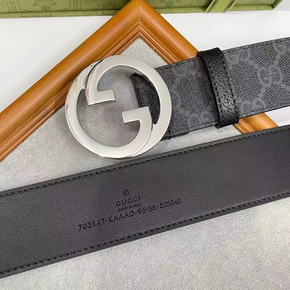 G*u*i unisex gg blondie belt round interlocking g buckle black gg supreme canvas